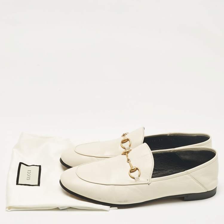 مملوكة مسبقًا Gucci Off White Leather Jordaan Loafers Size 39