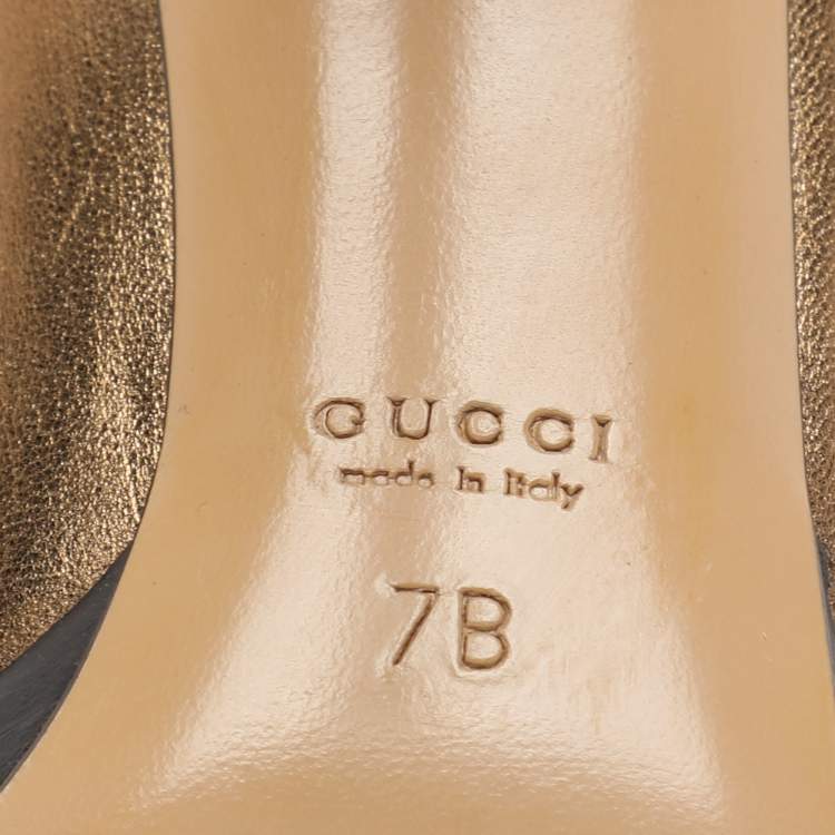 Pre Owned Gucci Gold Leather Pumps Size 37.5