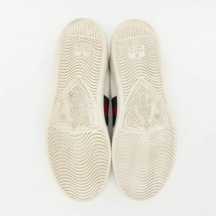 Pre Owned Gucci White Leather Leather Ace Bee Embroidered Low Top Sneakers Size 39
