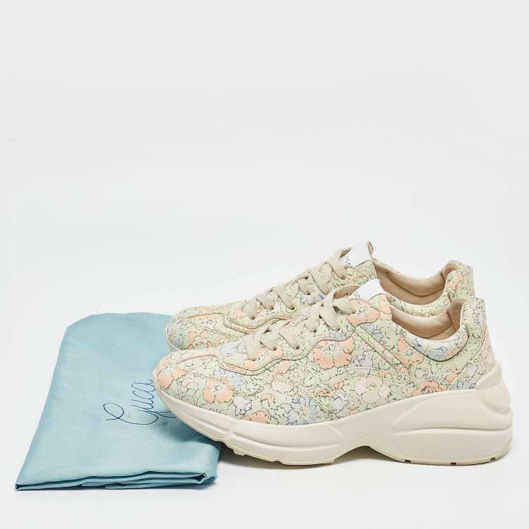 Pre Owned Gucci Multicolor Leather Rhyton Lace Up Sneakers Size 38