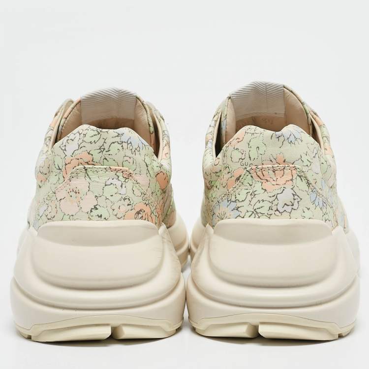 Pre Owned Gucci Multicolor Leather Rhyton Lace Up Sneakers Size 38
