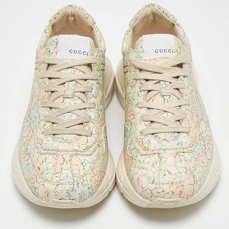 Pre Owned Gucci Multicolor Leather Rhyton Lace Up Sneakers Size 38