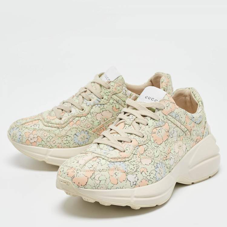 Pre Owned Gucci Multicolor Leather Rhyton Lace Up Sneakers Size 38