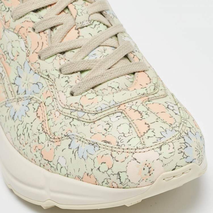 Pre Owned Gucci Multicolor Leather Rhyton Lace Up Sneakers Size 38