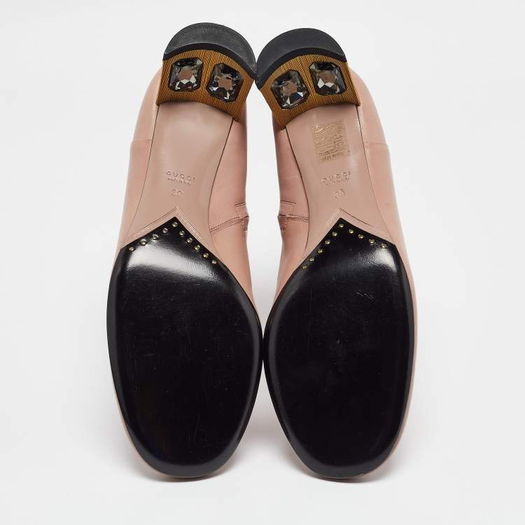 Pre Owned Gucci Beige Leather Ankle Length Boots Size 39