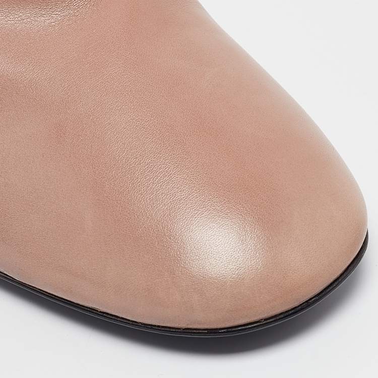 Pre Owned Gucci Beige Leather Ankle Length Boots Size 39