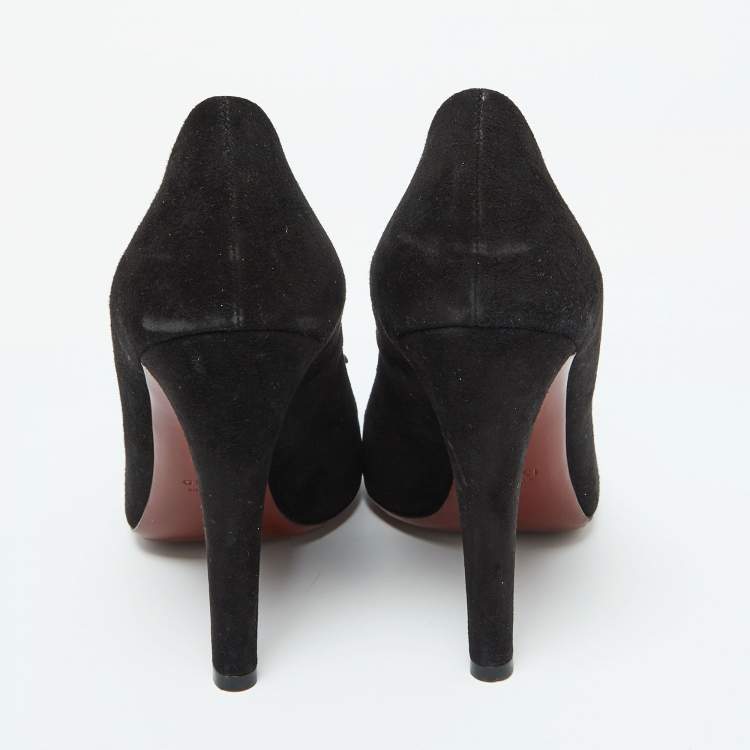 Pre Owned Gucci Black Suede Mischa Tassel Moccasin Pumps Size 39