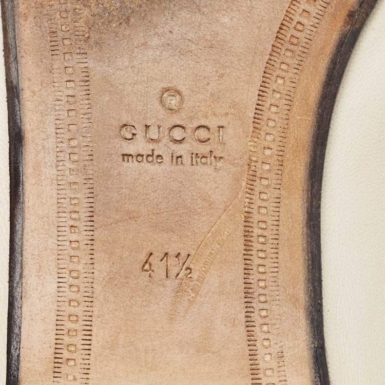 Pre Owned Gucci Cream Leather Jordaan Loafers Size 41.5
