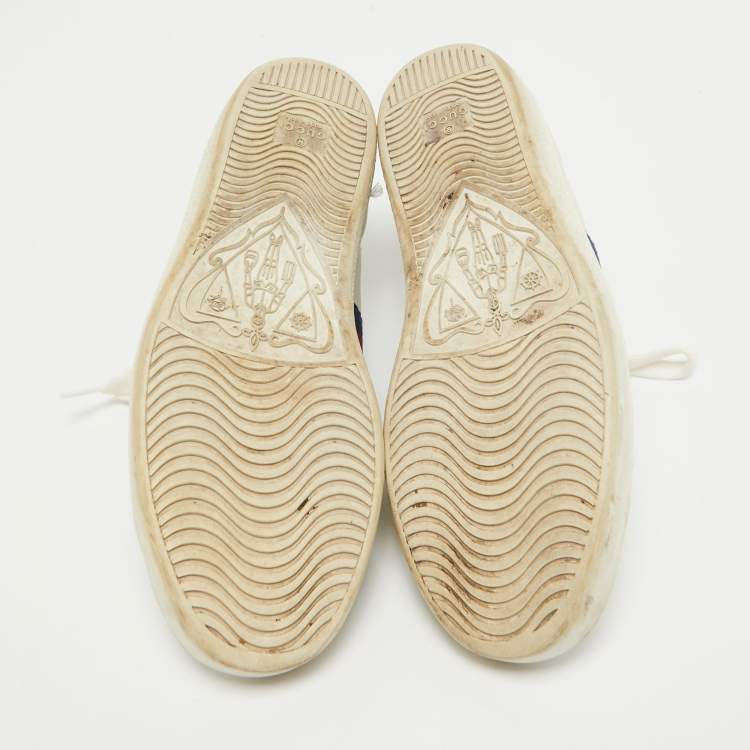 Pre Owned Gucci White Leather Ace Lace Up Sneakers Size 38