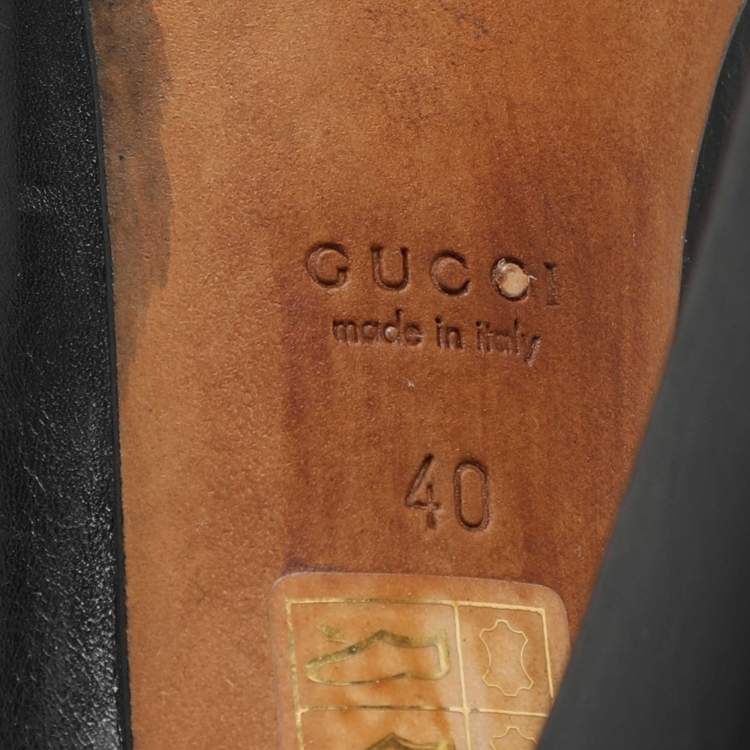 Pre Owned Gucci Black Leather GG Web Pumps Size 40
