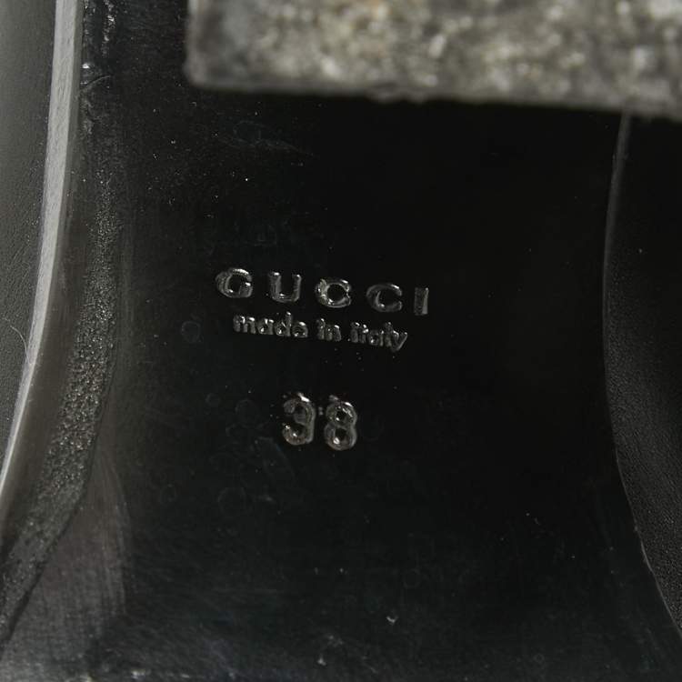 Pre Owned Gucci Black Leather Ankle Boots Size 38