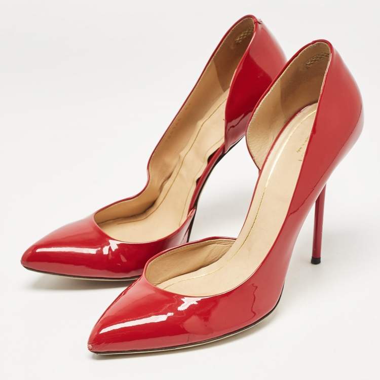 Pre Owned Gucci Red Patent Leather Pointed Toe D'orsay Pumps Size 42