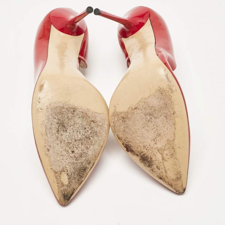 Pre Owned Gucci Red Patent Leather Pointed Toe D'orsay Pumps Size 42