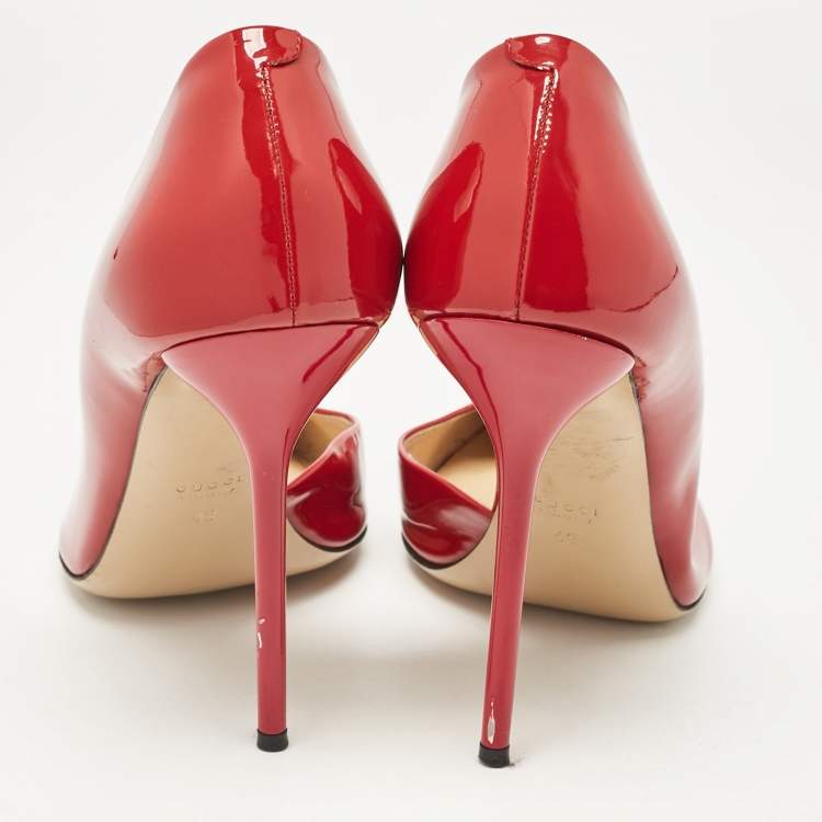 Pre Owned Gucci Red Patent Leather Pointed Toe D'orsay Pumps Size 42