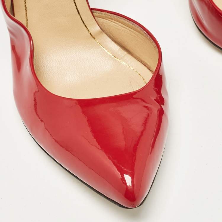 Pre Owned Gucci Red Patent Leather Pointed Toe D'orsay Pumps Size 42