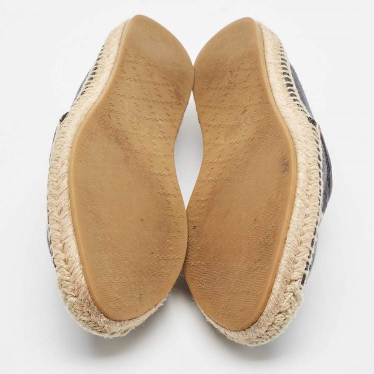 مملوكة مسبقًا Gucci Black GG Canvas and Leather Espadrille Flats Size 38
