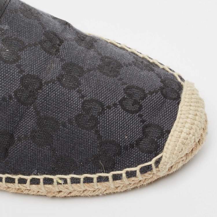 مملوكة مسبقًا Gucci Black GG Canvas and Leather Espadrille Flats Size 38