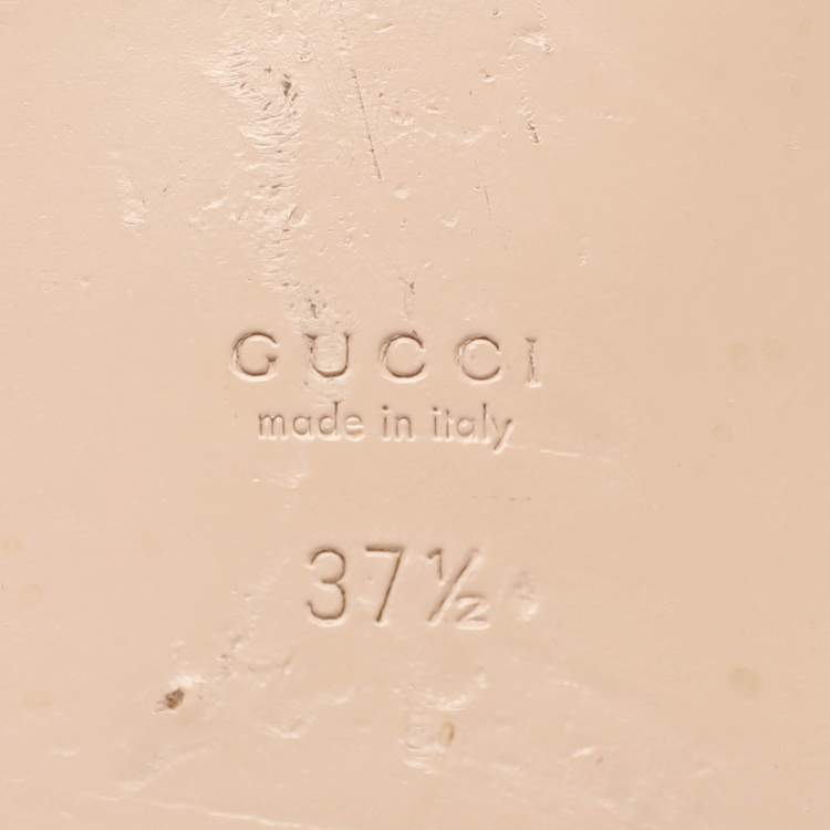 Pre Owned Gucci Brown Leather Interlocking G Flat Slides Size 37.5
