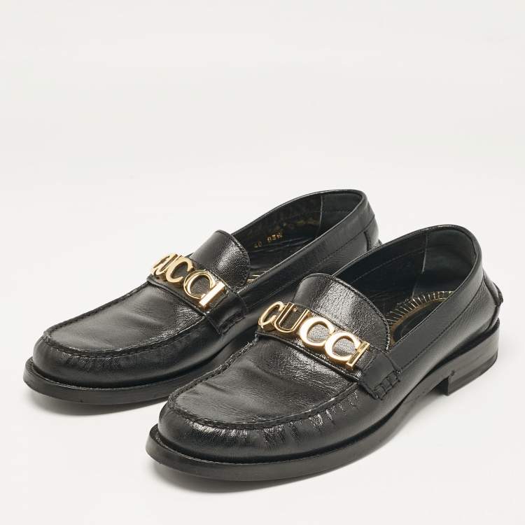 Pre Owned Gucci Black Leather Cara Loafers Size 40