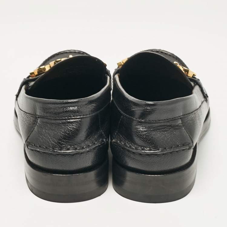 Pre Owned Gucci Black Leather Cara Loafers Size 40