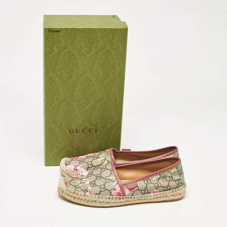 Pre Owned Gucci Multicolor GG Supreme Blooms Canvas Espadrille Flats Size 38