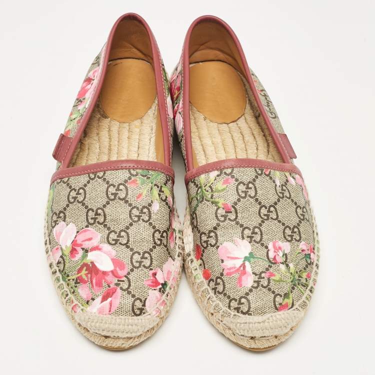 Pre Owned Gucci Multicolor GG Supreme Blooms Canvas Espadrille Flats Size 38
