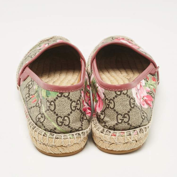 Pre Owned Gucci Multicolor GG Supreme Blooms Canvas Espadrille Flats Size 38