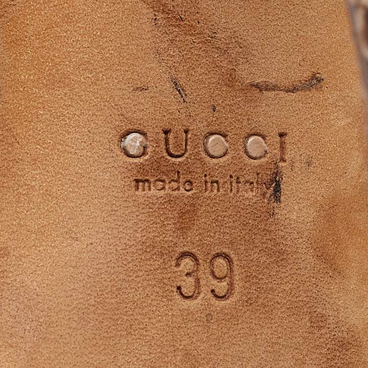 Pre Owned Gucci Brown Python Leather Bamboo Heel Platform Ankle Strap Sandals Size 39