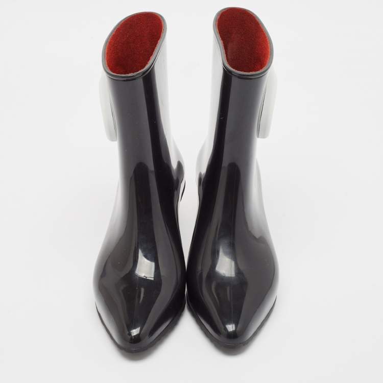 Pre Owned Gucci Black Rubber Ankle Length Boots Size 38