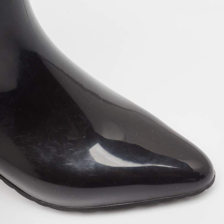 Pre Owned Gucci Black Rubber Ankle Length Boots Size 38