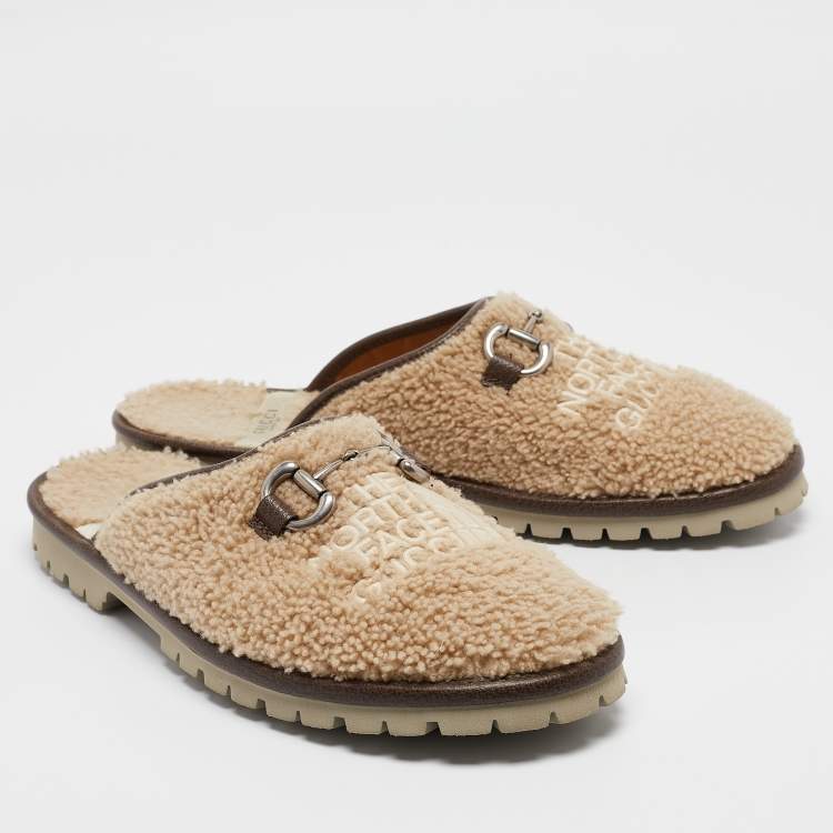 Pre Owned Gucci X The North Face Beige Shearling Fur Mules Size 41