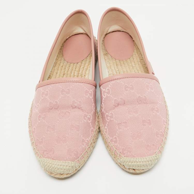 Pre Owned Gucci Pink GG Canvas Espadrille Flats Size 37