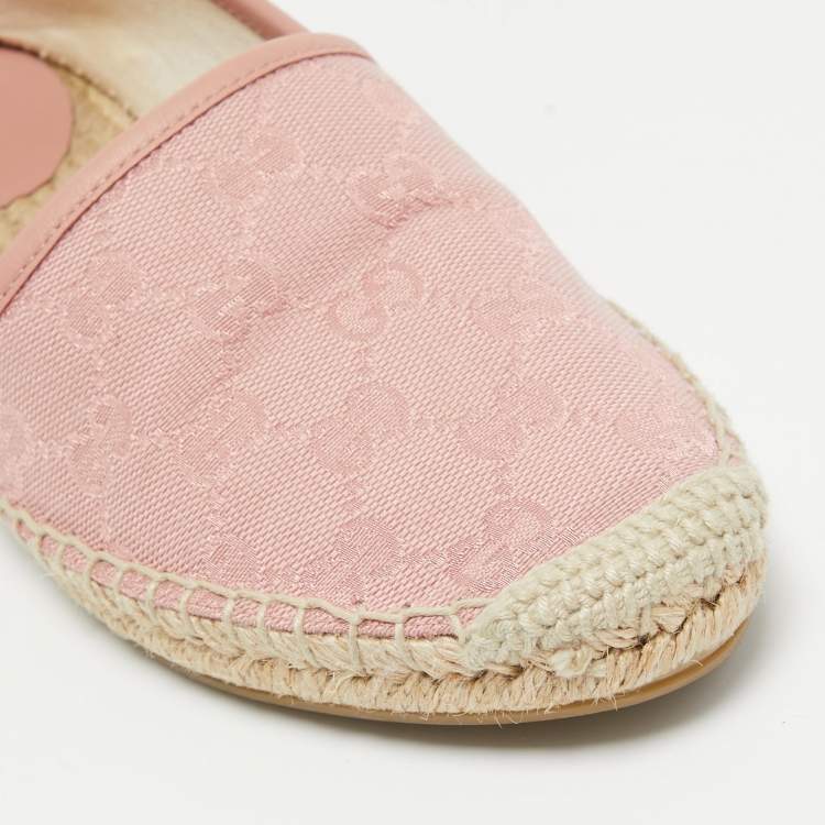 Pre Owned Gucci Pink GG Canvas Espadrille Flats Size 37