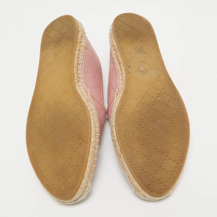 Pre Owned Gucci Pink GG Canvas Espadrille Flats Size 37