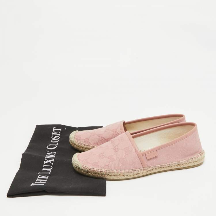 Pre Owned Gucci Pink GG Canvas Espadrille Flats Size 37