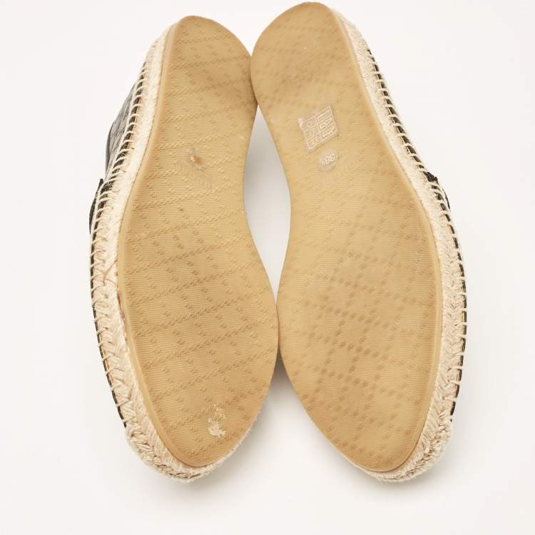 Pre Owned Gucci Black Microguccissima Leather Espadrille Flats Size 38.5