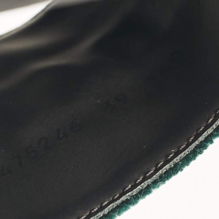 Pre Owned Gucci Green Velvet Embroidered L'aveugle Par Amour Slides Size 39