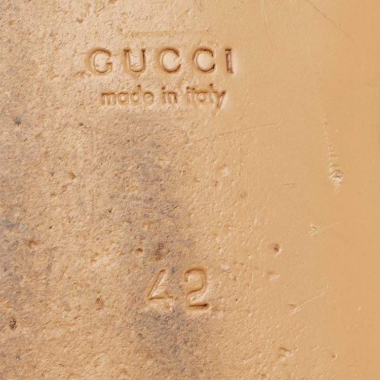 Pre Owned Gucci Green/Beige Fur and Velvet Princetown Mules Size 42