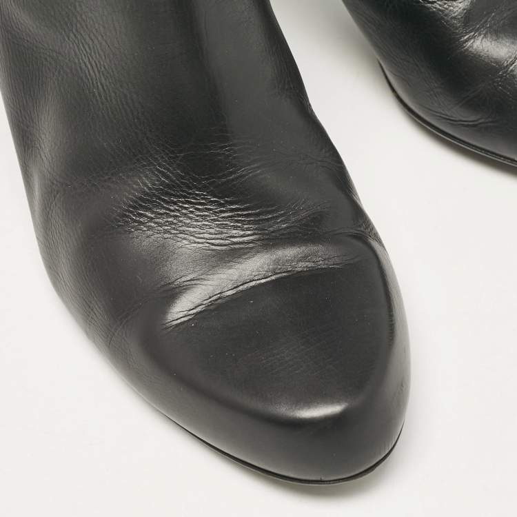Pre Owned Gucci Black Leather Hysteria Knee Length Boots Size 41