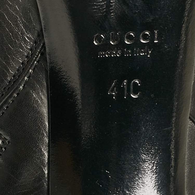 Pre Owned Gucci Black Leather Hysteria Knee Length Boots Size 41
