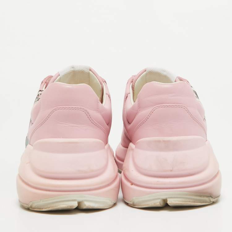 Pre Owned Gucci Pink Leather Mystic Cat Rhyton Sneakers Size 38