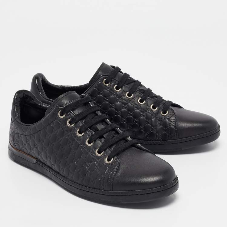 Pre Owned Gucci Black Microguccissima Leather Low Top Sneakers Size 35.5