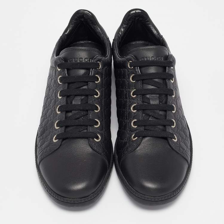 Pre Owned Gucci Black Microguccissima Leather Low Top Sneakers Size 35.5