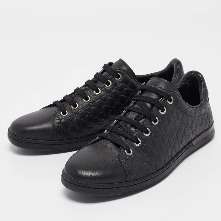 Pre Owned Gucci Black Microguccissima Leather Low Top Sneakers Size 35.5