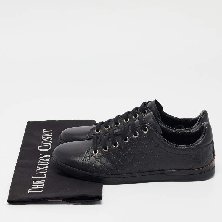 Pre Owned Gucci Black Microguccissima Leather Low Top Sneakers Size 35.5