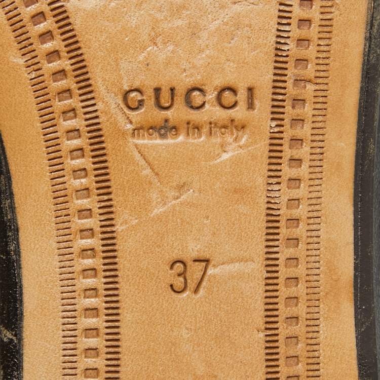 Pre Owned Gucci Black Leather Web Brixton Horsebit Loafers Size 37
