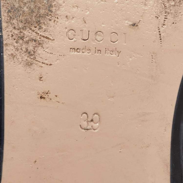 Pre Owned Gucci Cream/Black Leather Ghost Princetown Flat Mules Size 39