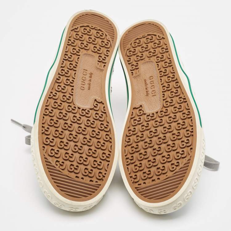 Pre Owned Gucci Silver Sequins Tennis 1977 Lace Up Sneakers Size 39