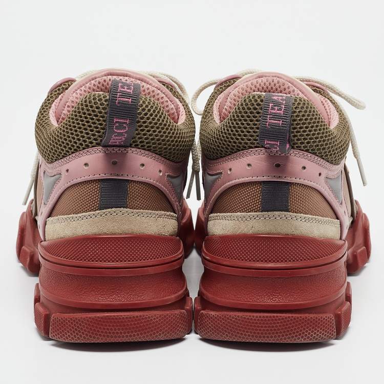 مملوكة مسبقًا Gucci Multicolor Mesh and Suede Flashtrek Lace Up Sneakers Size 41