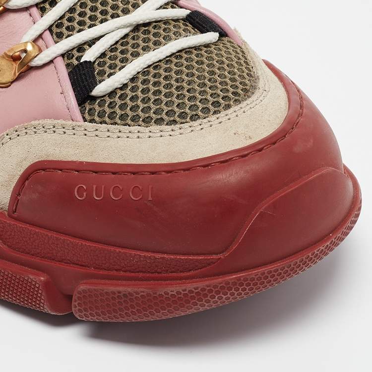 مملوكة مسبقًا Gucci Multicolor Mesh and Suede Flashtrek Lace Up Sneakers Size 41